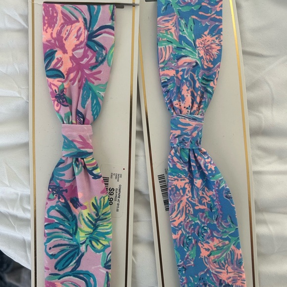 Lilly Pulitzer Pink and Blue Tropical Headbands set of 2 NWT - Picture 3 of 4